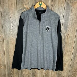 NHL Los Angeles Kings Pullover Adidas 1/4 Zip Long Sleeve Mens Size XL